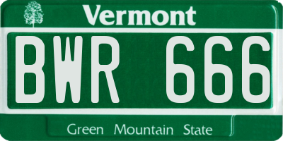 VT license plate BWR666