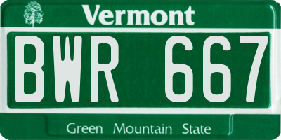 VT license plate BWR667