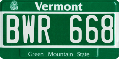 VT license plate BWR668