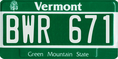 VT license plate BWR671