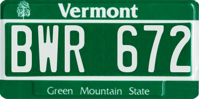 VT license plate BWR672