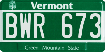 VT license plate BWR673