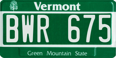 VT license plate BWR675
