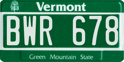 VT license plate BWR678