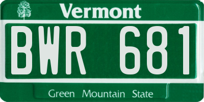VT license plate BWR681