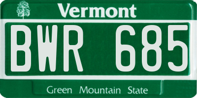 VT license plate BWR685