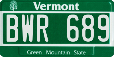 VT license plate BWR689
