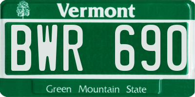 VT license plate BWR690