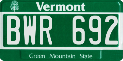 VT license plate BWR692