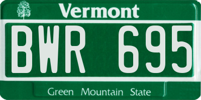 VT license plate BWR695