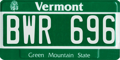VT license plate BWR696