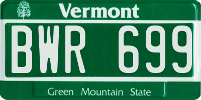 VT license plate BWR699