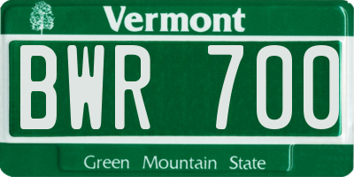 VT license plate BWR700