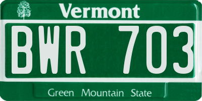 VT license plate BWR703