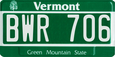VT license plate BWR706