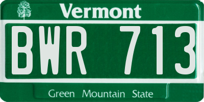 VT license plate BWR713