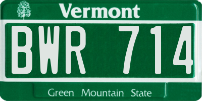 VT license plate BWR714
