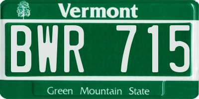 VT license plate BWR715