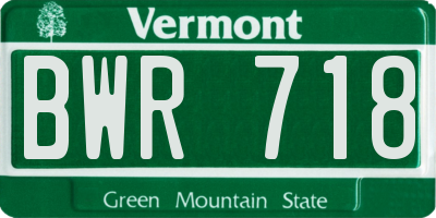 VT license plate BWR718
