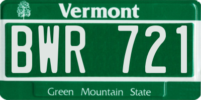 VT license plate BWR721