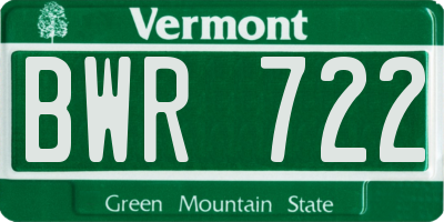 VT license plate BWR722