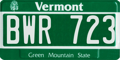 VT license plate BWR723