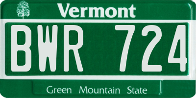 VT license plate BWR724