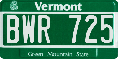 VT license plate BWR725