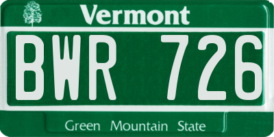 VT license plate BWR726