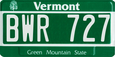 VT license plate BWR727
