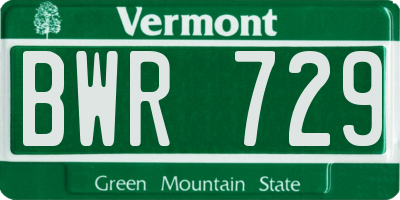 VT license plate BWR729