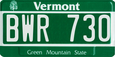 VT license plate BWR730