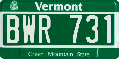 VT license plate BWR731