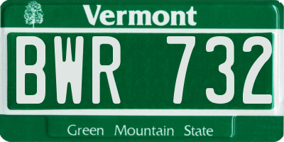 VT license plate BWR732