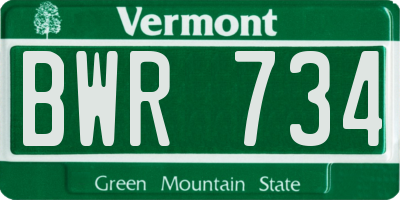 VT license plate BWR734
