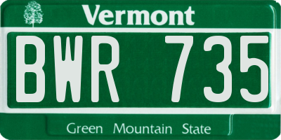 VT license plate BWR735