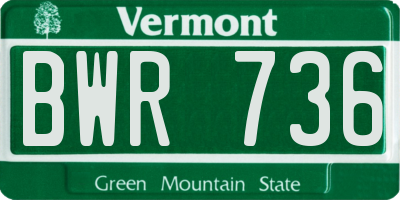 VT license plate BWR736