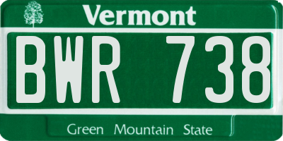 VT license plate BWR738