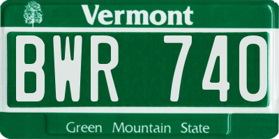 VT license plate BWR740