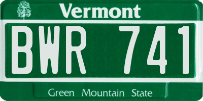 VT license plate BWR741