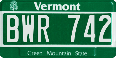 VT license plate BWR742