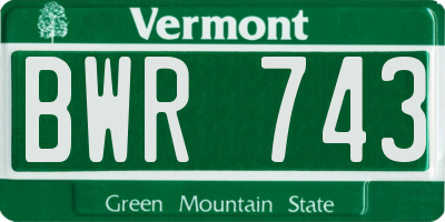VT license plate BWR743