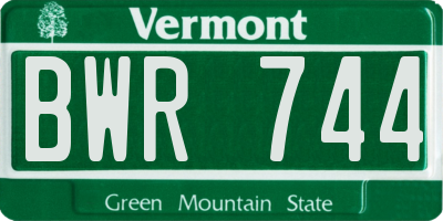 VT license plate BWR744