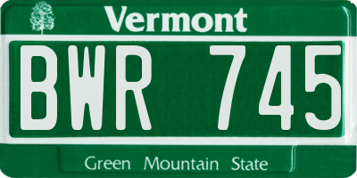 VT license plate BWR745
