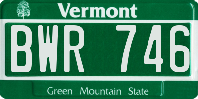 VT license plate BWR746