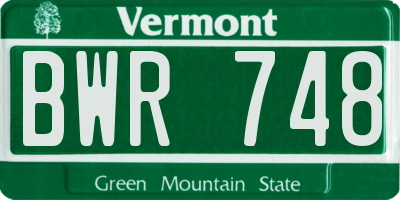 VT license plate BWR748