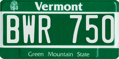 VT license plate BWR750