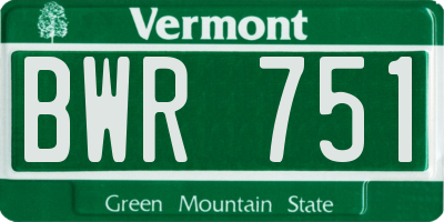 VT license plate BWR751