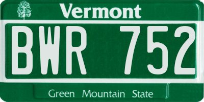 VT license plate BWR752