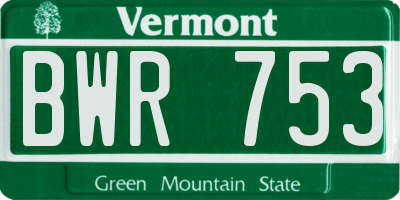 VT license plate BWR753